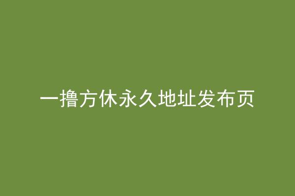 一撸方休永久地址发布页