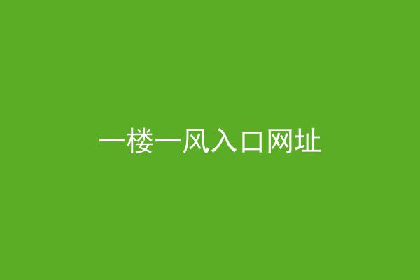 一楼一风入口网址