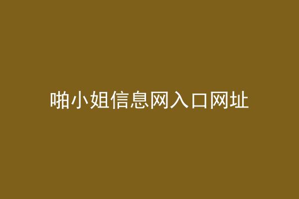 啪小姐信息网入口网址