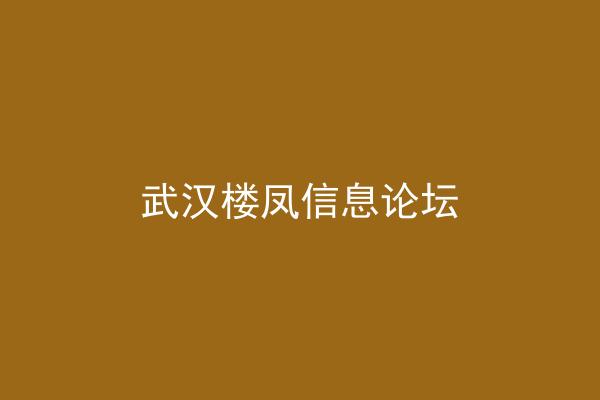 武汉楼凤信息论坛