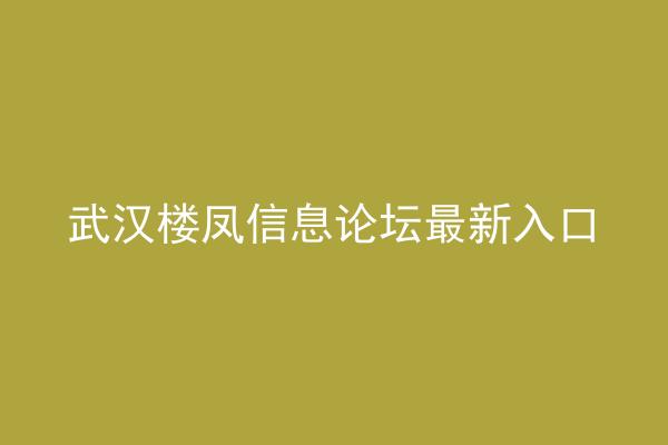 武汉楼凤信息论坛最新入口
