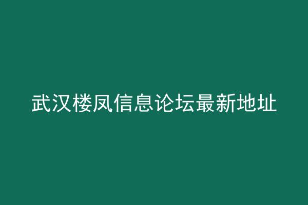 武汉楼凤信息论坛最新地址