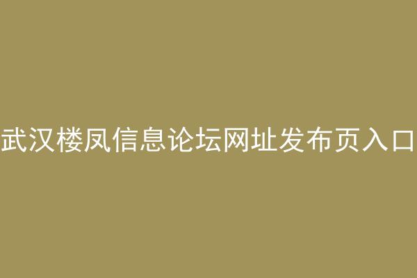 武汉楼凤信息论坛网址发布页入口