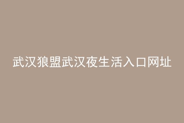 武汉狼盟武汉夜生活入口网址