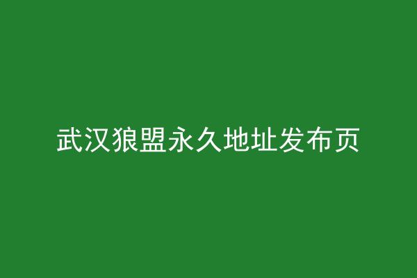 武汉狼盟永久地址发布页