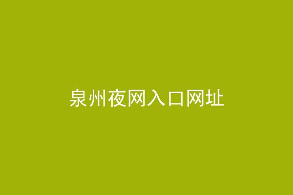 泉州夜网入口网址
