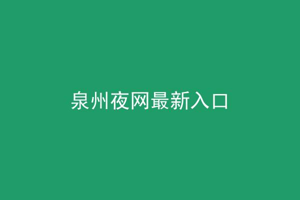 泉州夜网最新入口