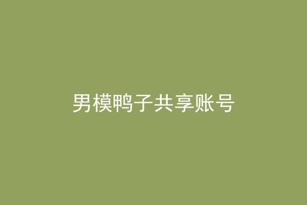 男模鸭子共享账号