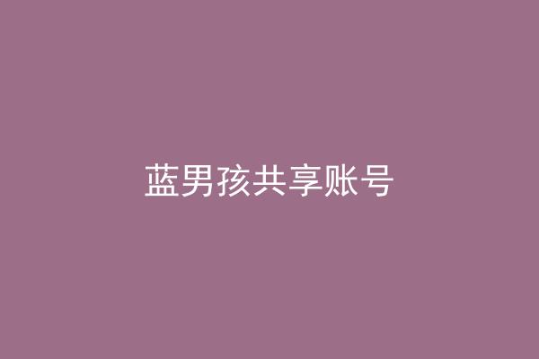 蓝男孩共享账号