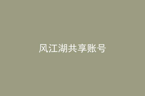 风江湖共享账号
