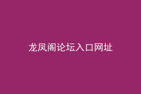 龙凤阁论坛入口网址